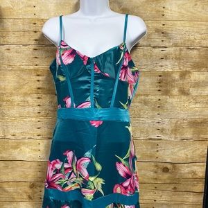 Teal Floral Spaghetti-Strap Maxi Dress